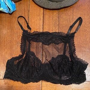 Frederick's of Hollywood Black Lace Mesh Bra